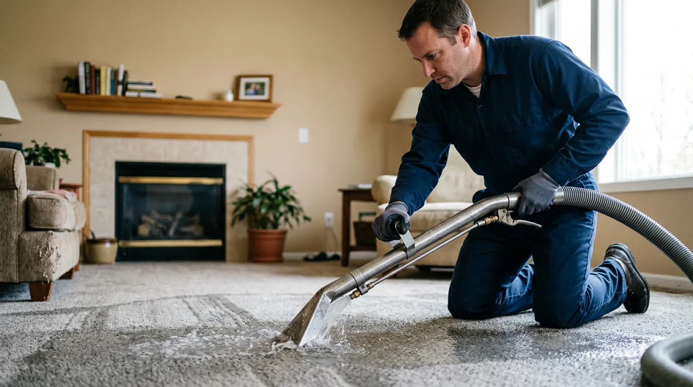Water damage restoration technician working near Mastic Beach, NY